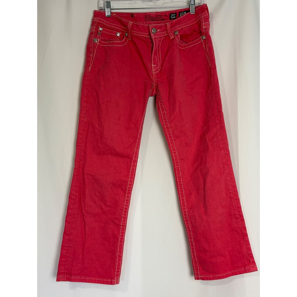 Miss Me Y2K Melon Embellished Lace Cropped Jeans Womens‎ 30 Retro Rhinestones